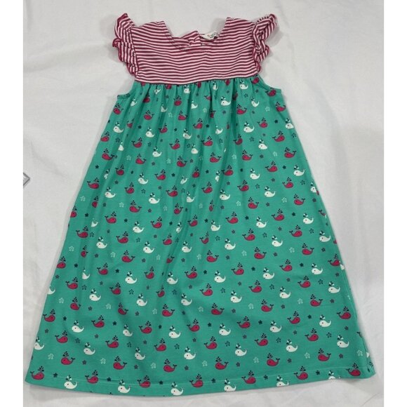 BEEBAY Girls Size 6yrs. Striped Round-Neck A-line Dress Whale Theme - Picture 1 of 6